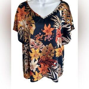 Emery Rose Floral Print Blouse | Size: Large